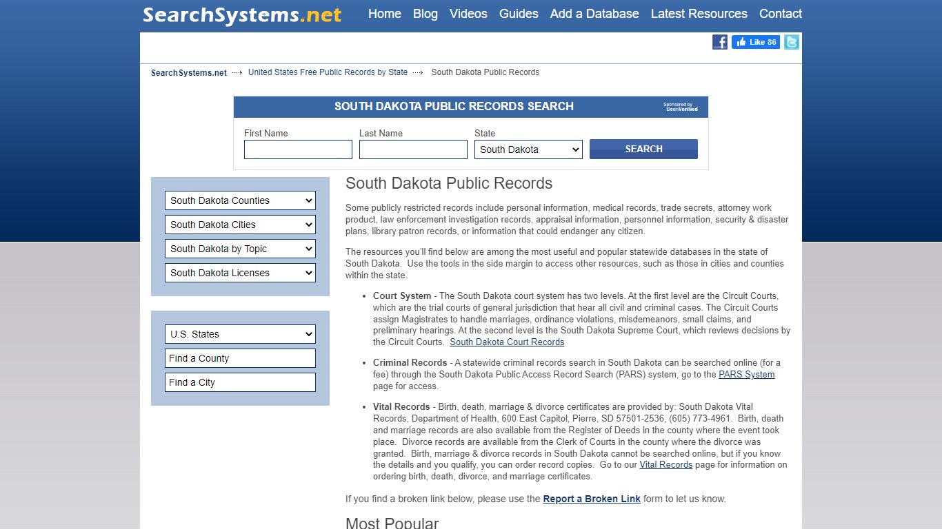 South Dakota Public Records Search